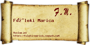 Füleki Marica névjegykártya